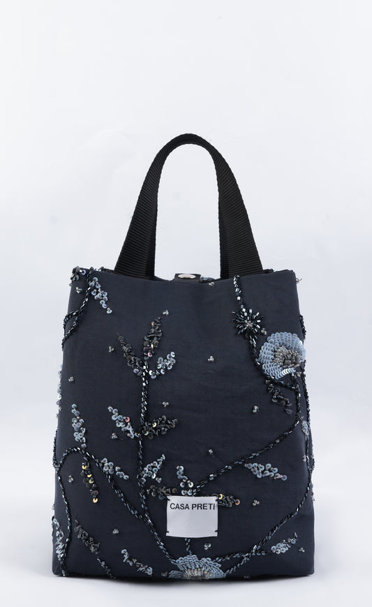 Borsa piccola "Casa sull'Albero" in seta ricamata